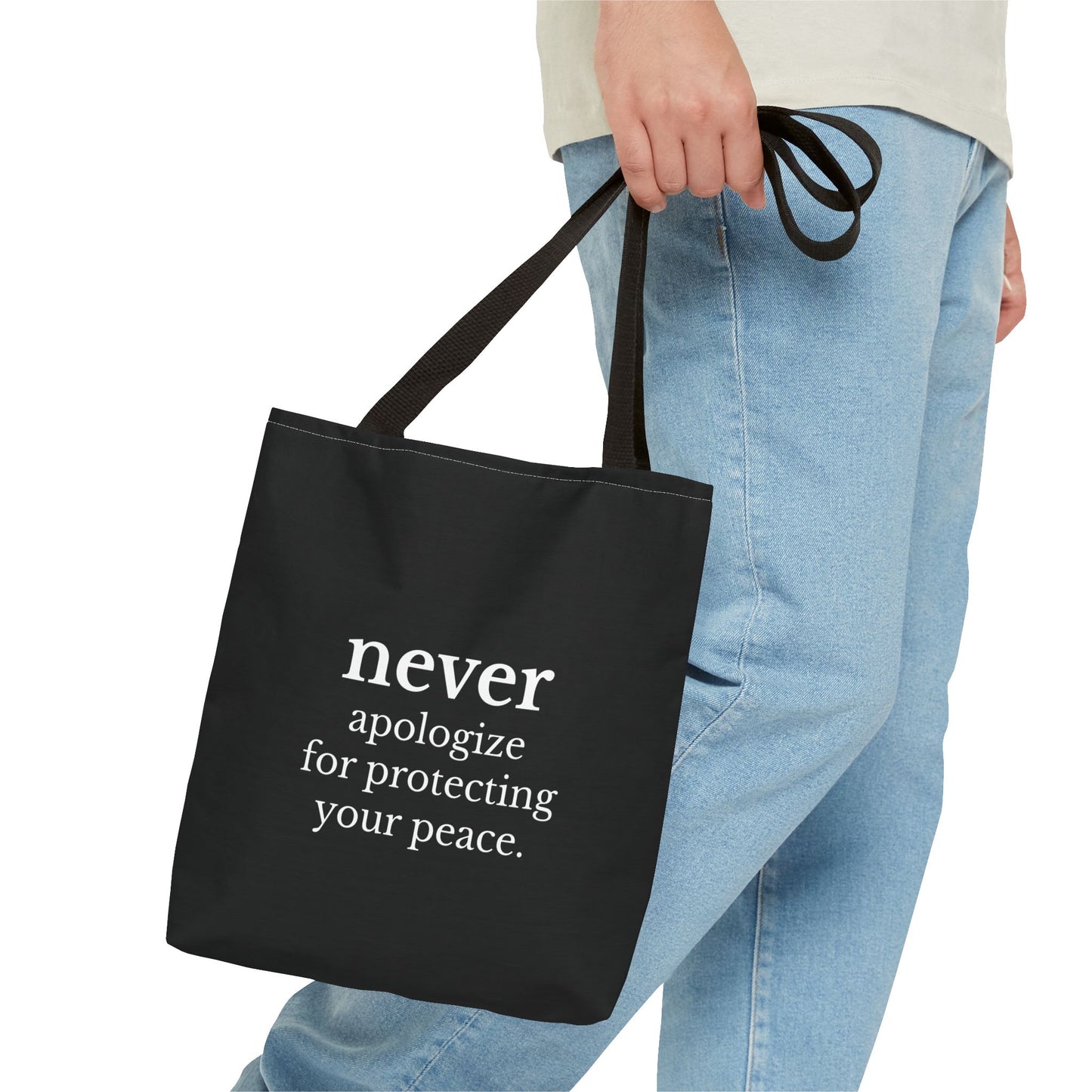 Never Apologize for Protecting Your Peace Tote Bag | Black