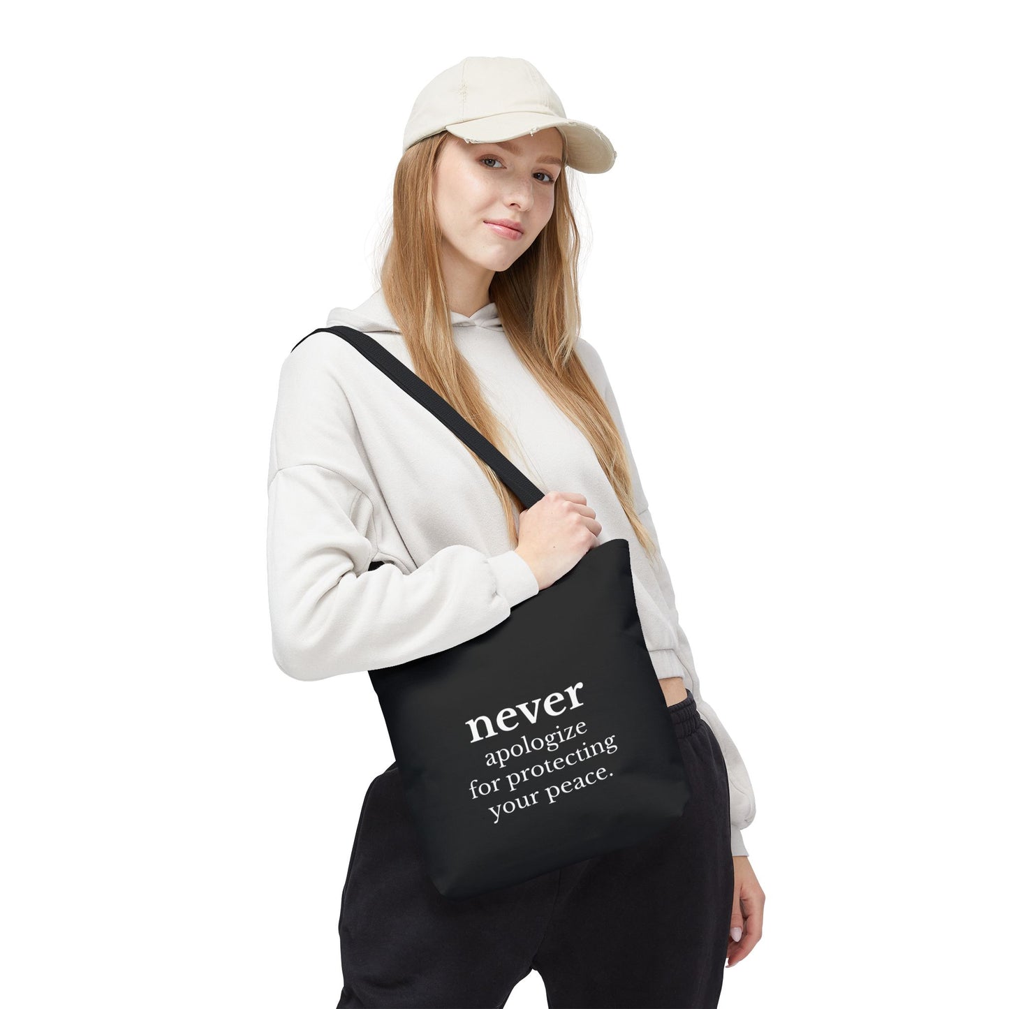 Never Apologize for Protecting Your Peace Tote Bag | Black