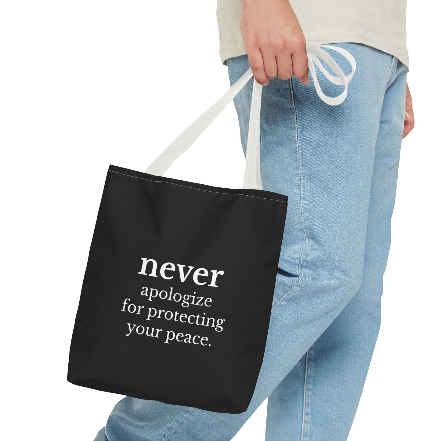Never Apologize for Protecting Your Peace Tote Bag | Black