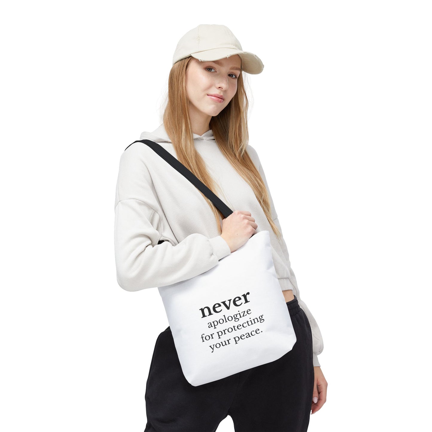 Never Apologize for Protecting Your Peace Tote Bag | White