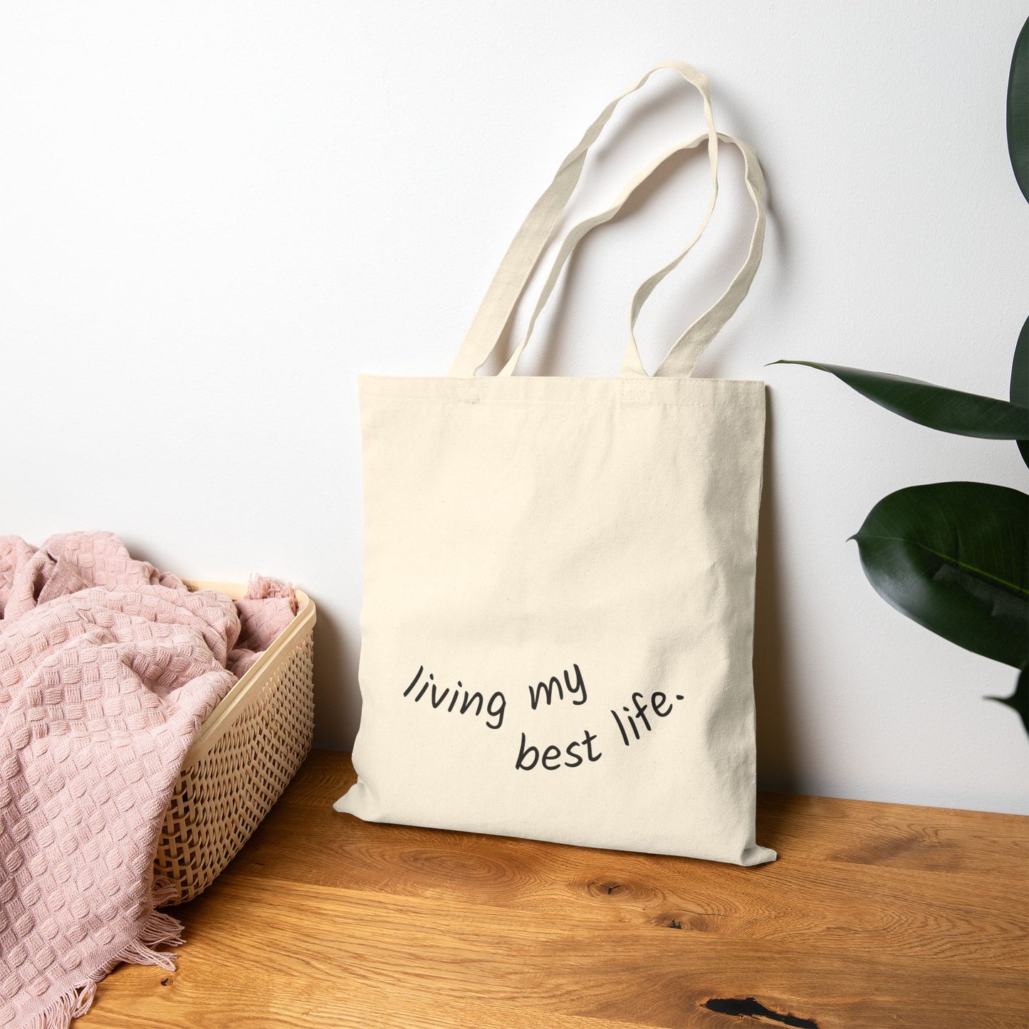 Living My Best Life Cotton Canvas Tote Bag