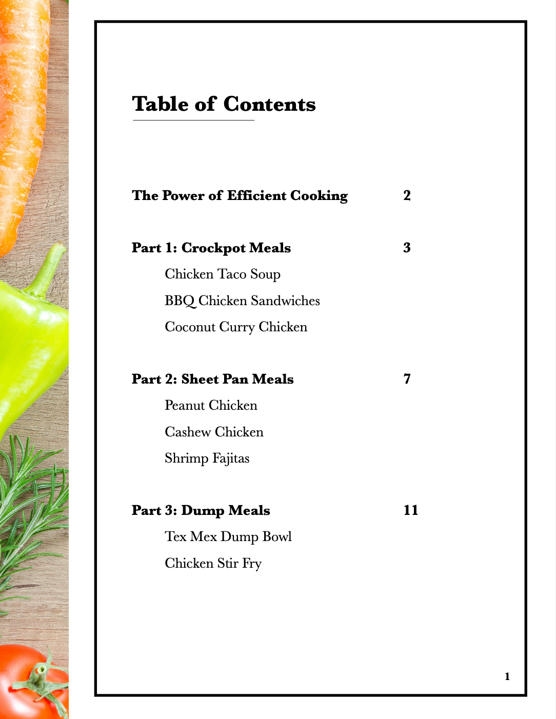 The Efficient Cook: e-Cookbook