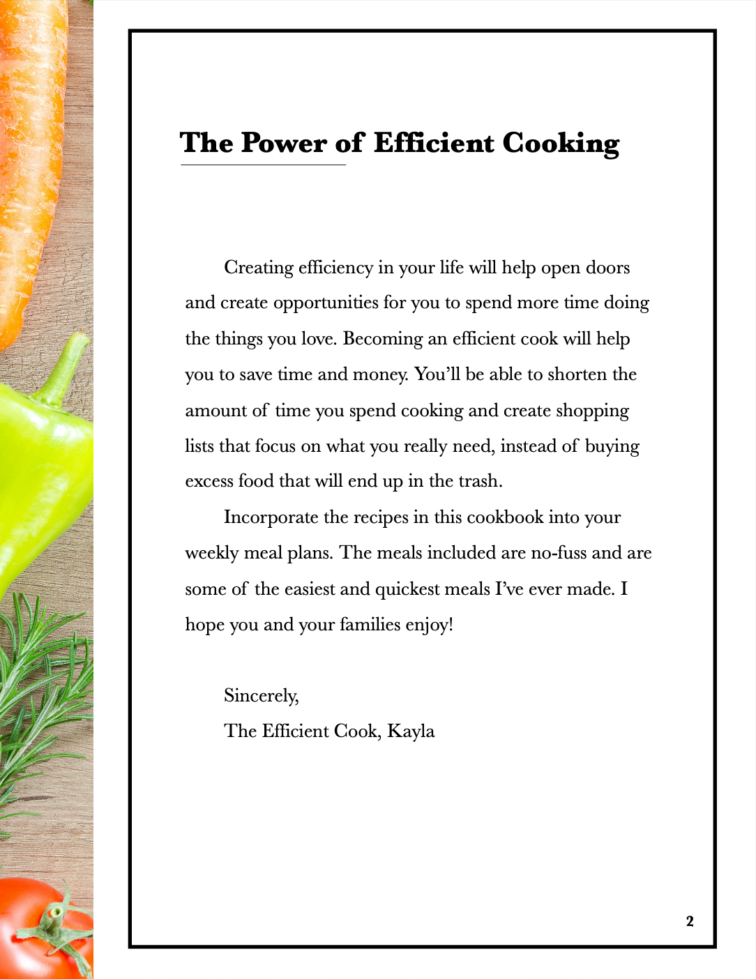 The Efficient Cook: e-Cookbook