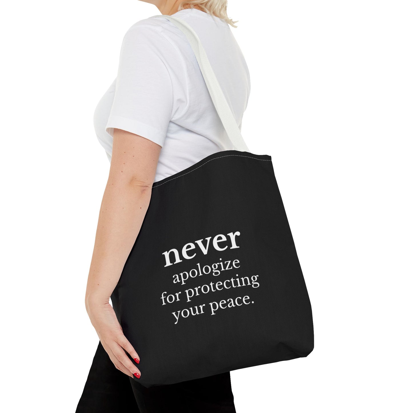 Never Apologize for Protecting Your Peace Tote Bag | Black
